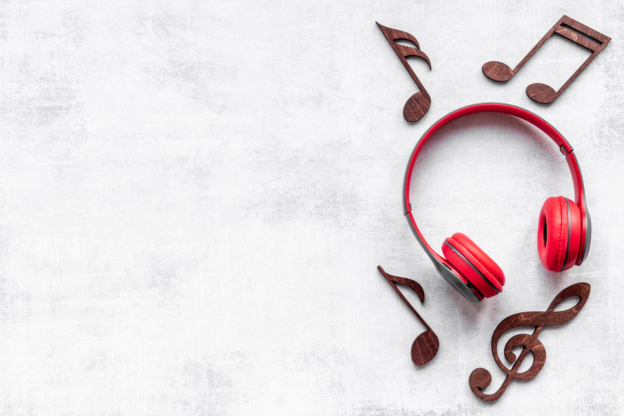 Headphones with musical notes. Listen to the music concept